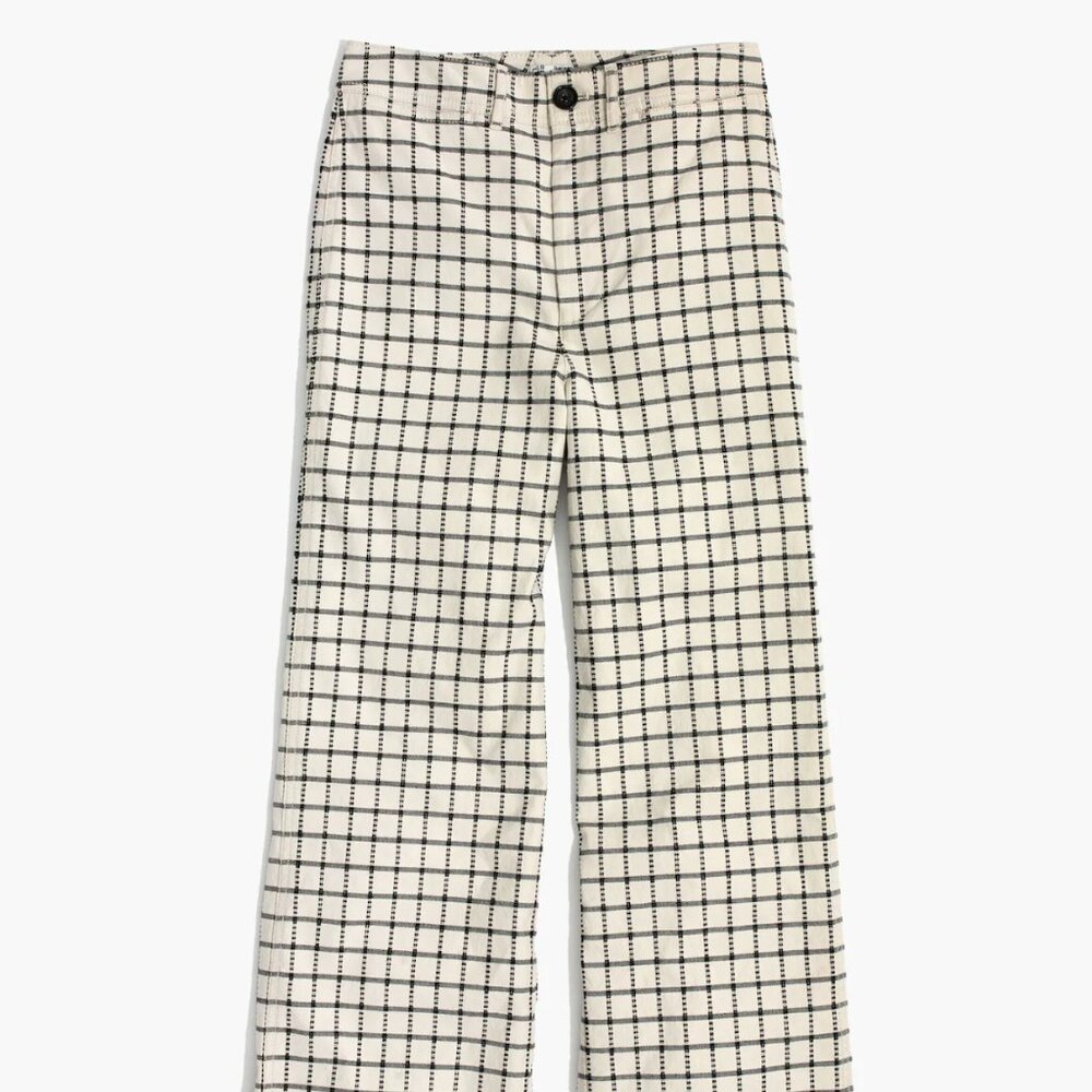 Madewell Emmett Wide-Leg Crop Pants in Windowpane Size 27